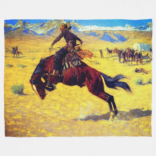 Frederic Remington A Cold Morning op het bereik Fleece Deken (Voorkant (Horizontaal))