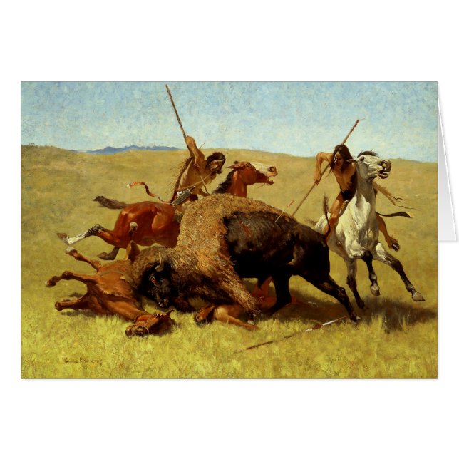 Frédéric Remington Art occidental "Chasse au buffl (Devant horizontal)