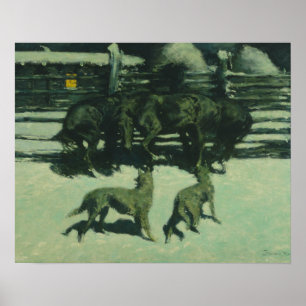 Frederic Remington - De oproep tot hulp Poster