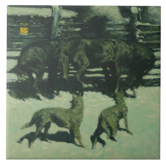 Frederic Remington - De oproep tot hulp Tegeltje (Voorkant)