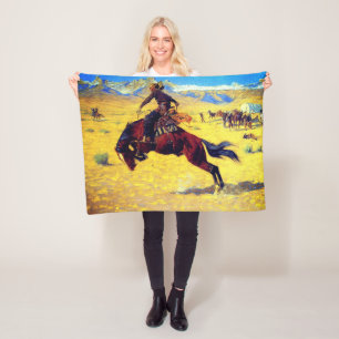 Frederic Remington Een koude ochtend in de weide Fleece Deken