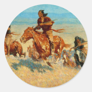 Frederic Remington is de buffelloper (1909) Ronde Sticker