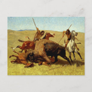 Frederic Remington Western Art "Buffalo Hunt" Briefkaart