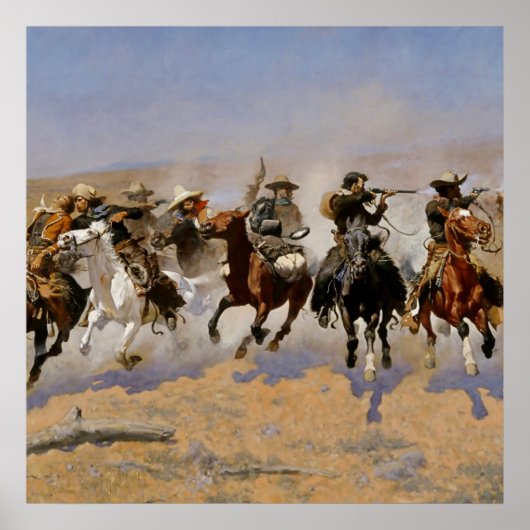 Frederic Remington Westerne Art "Dash for the Timb Poster (Voorkant)