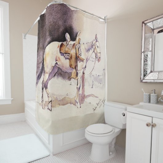 Frederic Remington Westerne Kunst Mexicaanse Pony Douchegordijn (In situ)