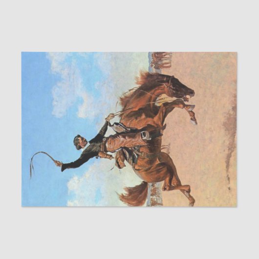 Frederic Remington Westerse Kunst “De Buck Jumper” Tissuepapier (Voorkant)