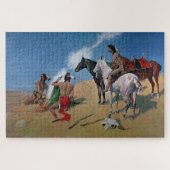 Frederic Remington Westerse Kunst “Rooksignalen” Legpuzzel (Horizontaal)