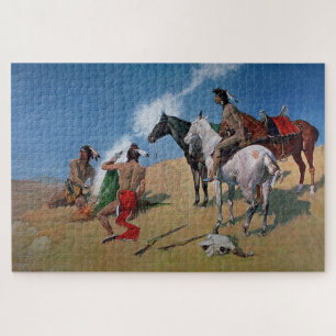 Frederic Remington Westerse Kunst “Rooksignalen” Legpuzzel