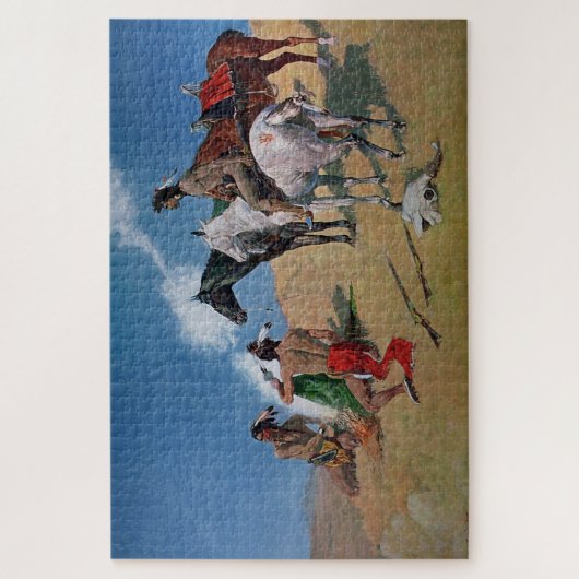 Frederic Remington Westerse Kunst “Rooksignalen” Legpuzzel (Verticaal)