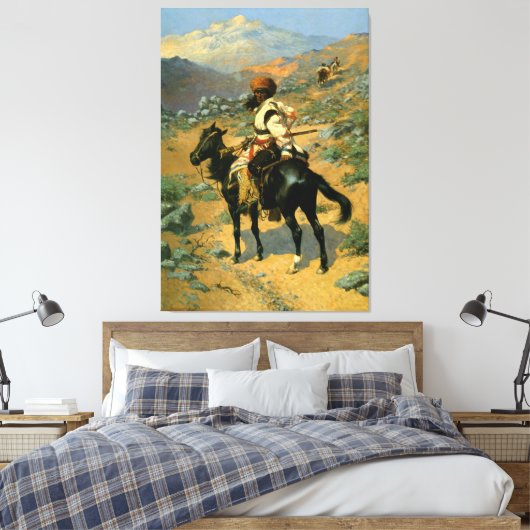 Frederic Remington's The Indian Trapper (1889) Canvas Afdruk (Insitu (Slaapkamer))