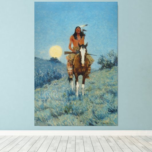 Frederic Remington's The Outlier 1909 Canvas Afdruk (Insitu (Houten vloer))