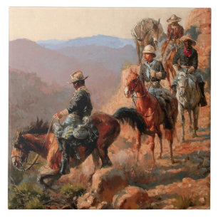 Frederick Remington "Met de 10e Cavalerie" Tegeltje