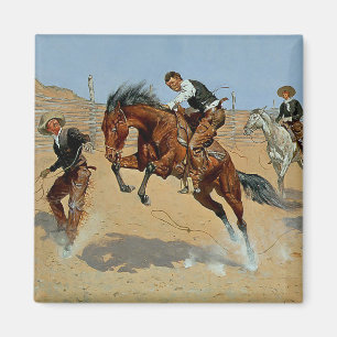 Frederick Remington Westerse Kunst “Laat hem los” Magneet