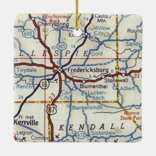 Fredericksburg TX 1955 Keramisch Ornament (Achterkant)