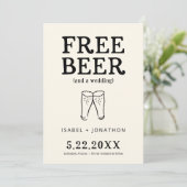 Free Beer Funny Save the Date Card Kaart (Staand voorkant)