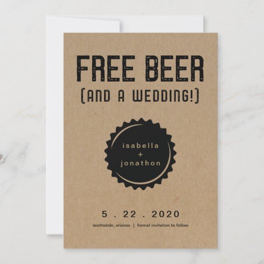Free Beer Funny Save the Date Kaart (Voorkant)