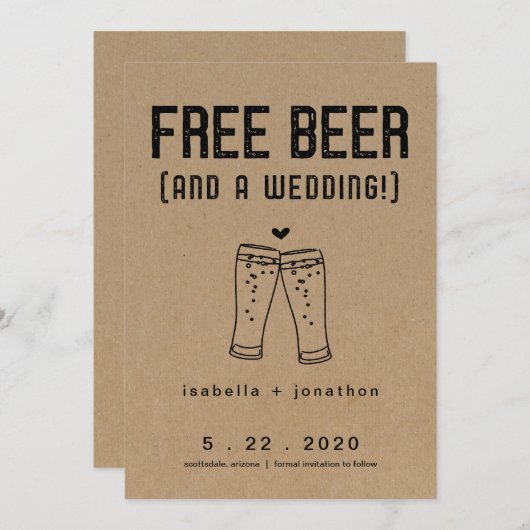 Free Beer Funny Save the Date Kaart (Voorkant / Achterkant)