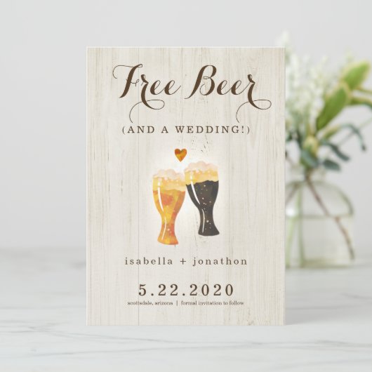 Free Beer Funny Save the Date Kaart (Staand voorkant)