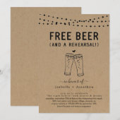 Free Beer Funny Wedding Rehearsal Dinner Kaart (Voorkant / Achterkant)