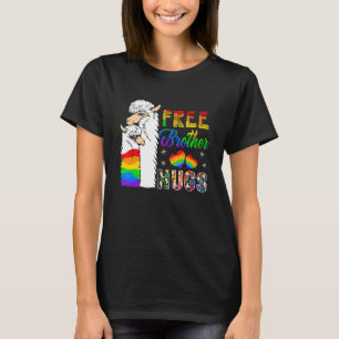 Free Brother knuffelt twee lama's trotse LGBT-aanh T-shirt