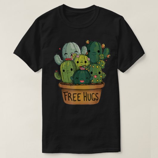 Free Cactus Hugs T-shirt Cute Funny Cactus Cadeau (Design voorkant)