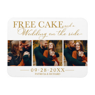 Free Cake Funny Wedding Save the Date 3 Photo Magneet
