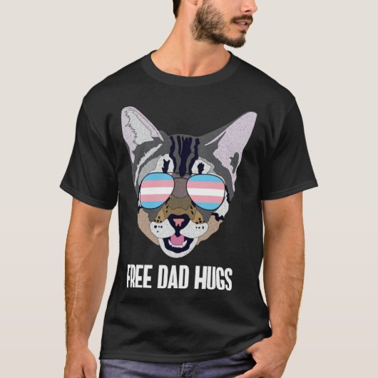Free Dad Hugs Funny Cat Trans Pride T-shirt (Voorkant)