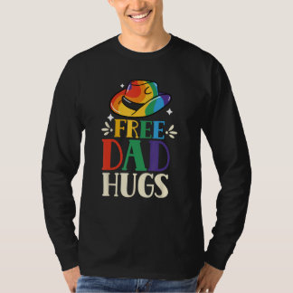 Free Dad Hugs Rainbow Pride Lgbtq Gay Proud Father T-shirt