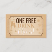 Free Drink Retro Winter Party Card or Ticket (Devant)