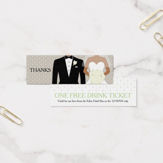 Free drink wedding voucher card white roses hearts (Bureau)