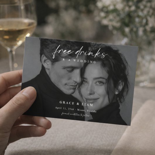 Free Drinks Editorial Photo Wedding Save the Date