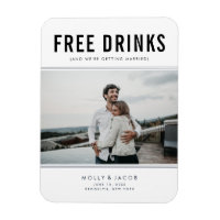 Free Drinks Photo Wedding Save the Date Magnet