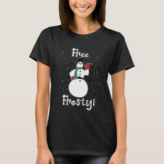 Free Frosty Snowman in Winter Snows White T-shirt