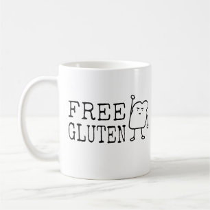 FREE GLUTEN Diet Humor Celiac Parody Funny Quote Koffiemok