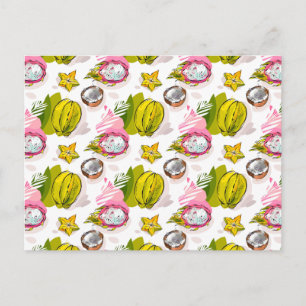 Free Hand Textured Fruit Pattern Briefkaart