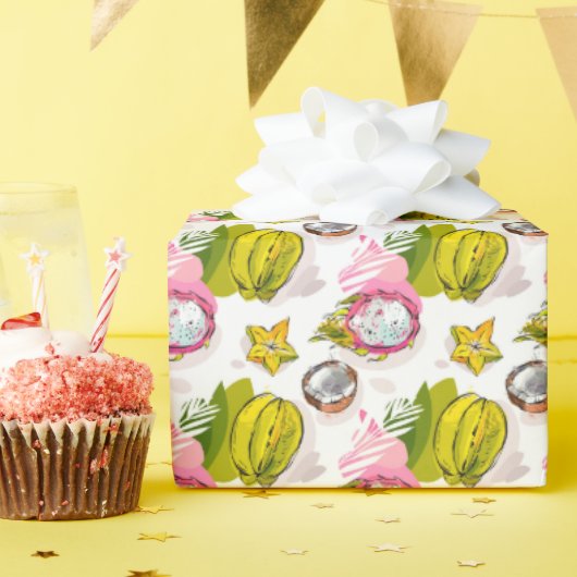 Free Hand Textured Fruit Pattern Cadeaupapier (Verjaardagsfeest)