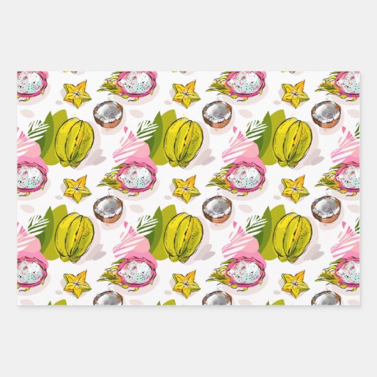 Free Hand Textured Fruit Pattern Inpakpapier Vel (Voorkant 3)
