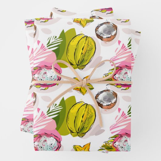 Free Hand Textured Fruit Pattern Inpakpapier Vel (In situ)