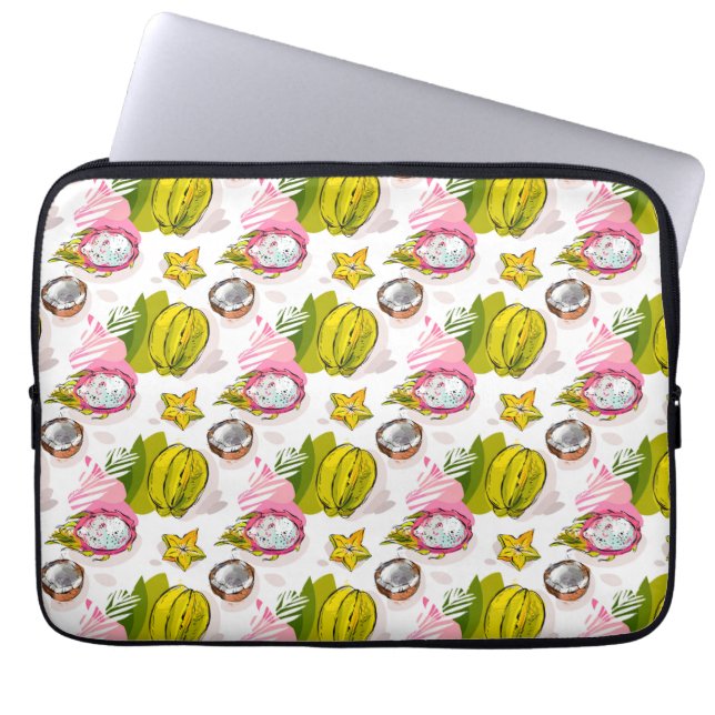 Free Hand Textured Fruit Pattern Laptop Sleeve (Voorkant)