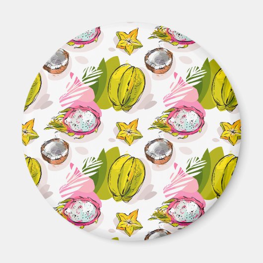 Free Hand Textured Fruit Pattern Magneet (Voorkant)