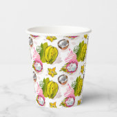 Free Hand Textured Fruit Pattern Papieren Bekers (Achterkant)