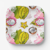 Free Hand Textured Fruit Pattern Papieren Bordje (Voorkant)