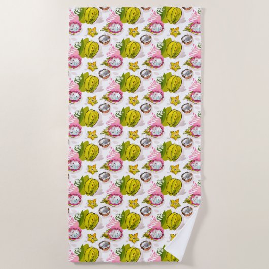 Free Hand Textured Fruit Pattern Strandlaken (Voorkant)