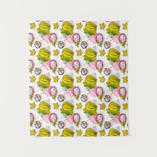 Free Hand Textured Fruit Pattern Wandkleed (Voorkant)