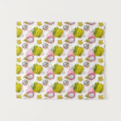Free Hand Textured Fruit Pattern Wandkleed (Voorkant (horizontaal))