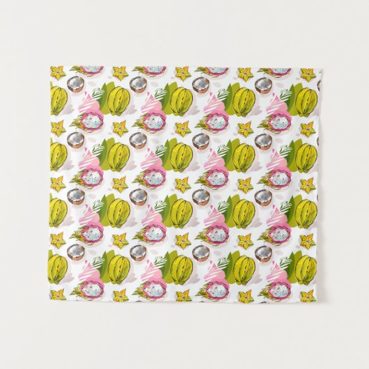 Free Hand Textured Fruit Pattern Wandkleed (Voorkant (horizontaal))