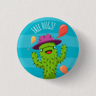 Free Hugs Cactus Illustration - Funny Badge Ronde Button 3,2 Cm