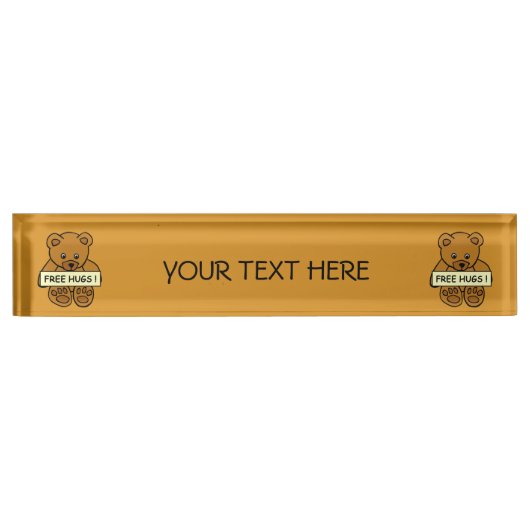 Free Hugs Teddy plaque de nom personnalisé (Devant)