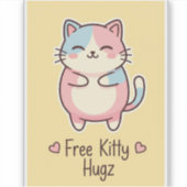 Free Kitty Hugz – Cute Kawaii Cat Vinyl Sticker (Devant)