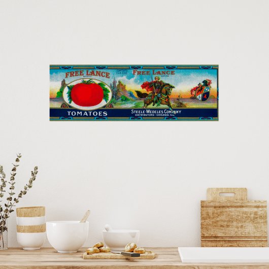 Free Lance Tomato LabelChicago, IL Poster (Keuken)